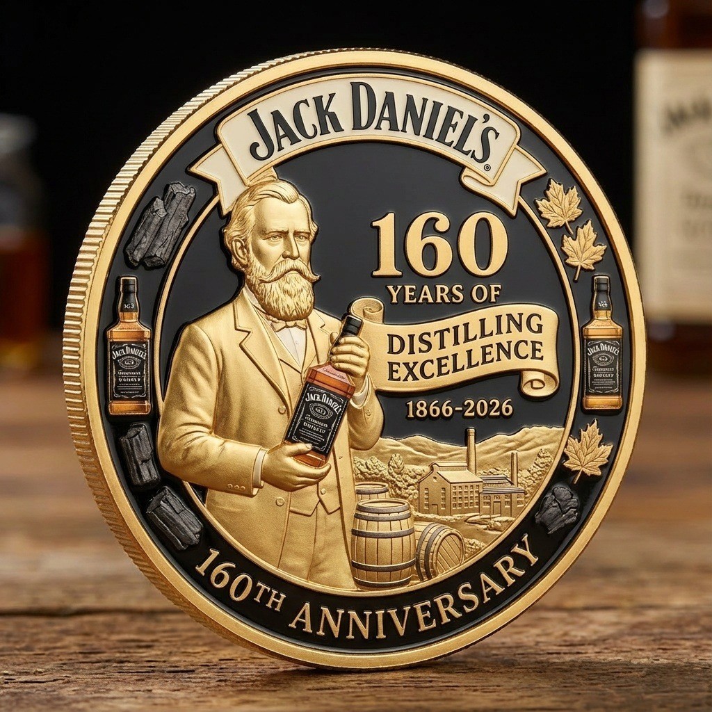 Jack Daniel’s 160th Anniversary Coin 1866-2026 Whiskey Distillery Challenge Coin