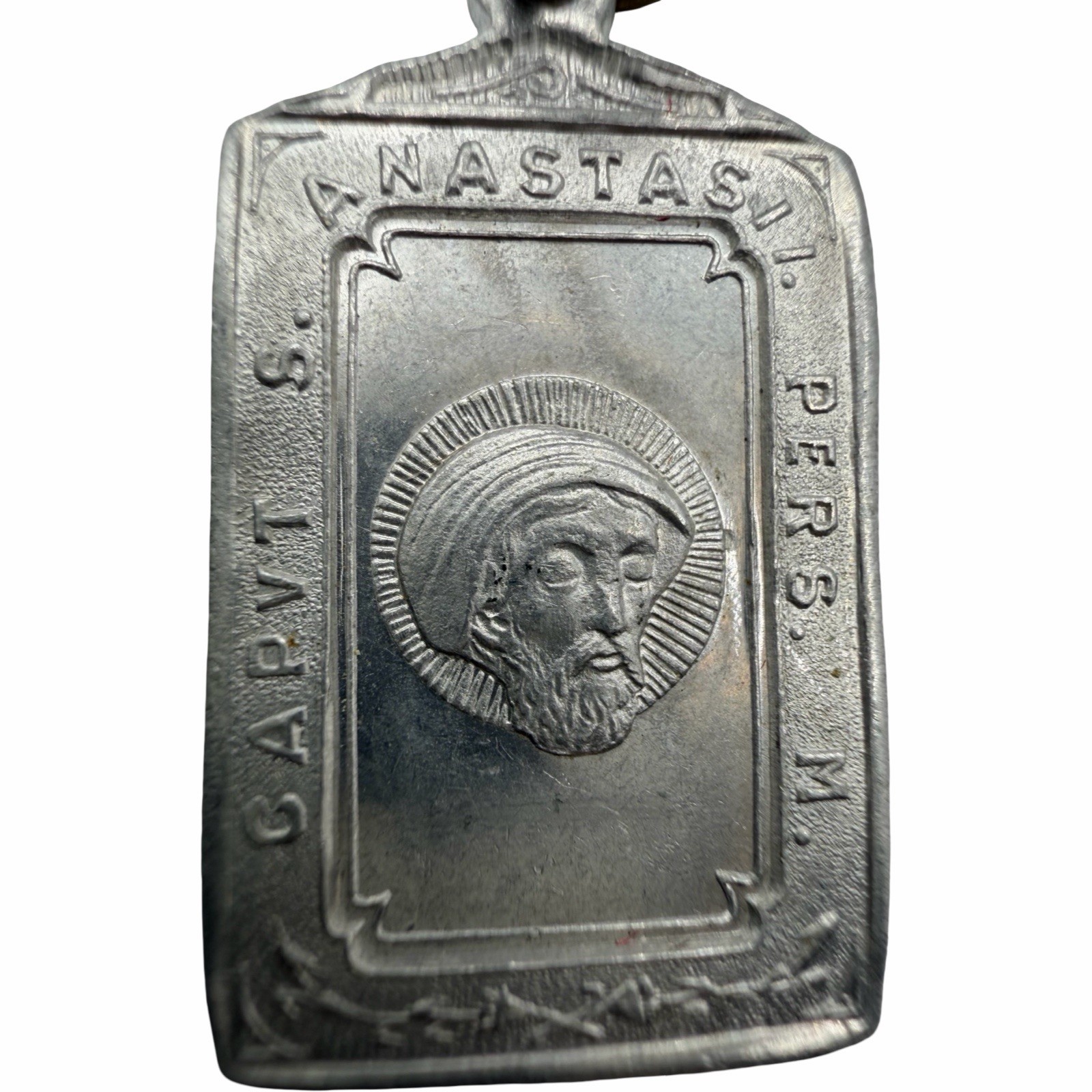 Vintage Maria SS Di Montevergine St Anastasius Aluminum Medal Pendant Italy