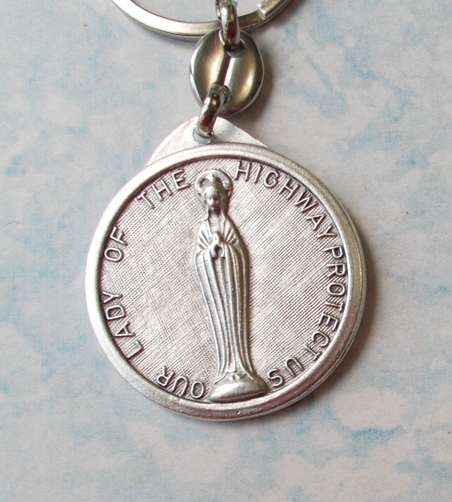 ST CHRISTOPHER OUR LADY OF GRACE Saint Medal KEYCHAIN KEY RING Protection Italy