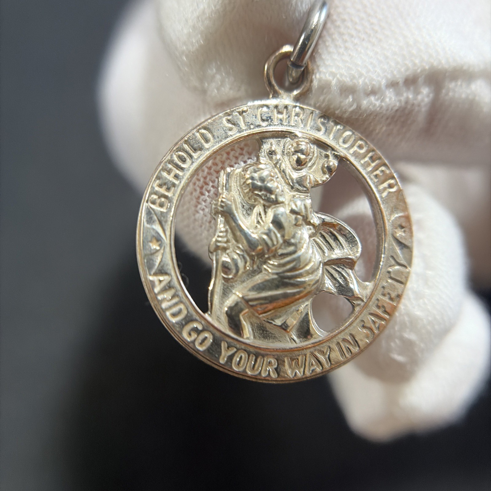 Vintage Sterling Silver Catholic St Christopher Medal Pendant 5.2G