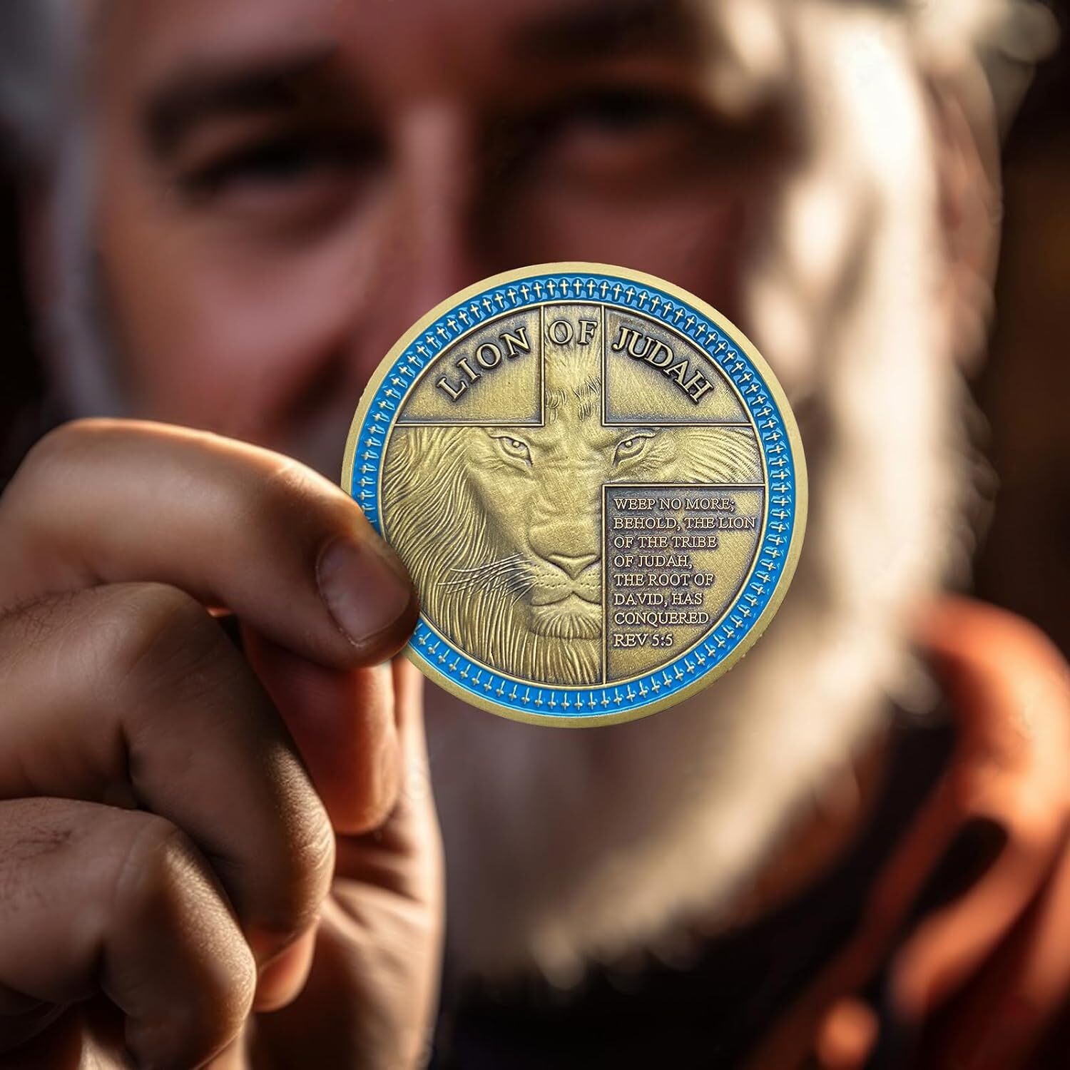 10Pcs Lion of Judah Challenge Coin Joshua 1:9 Verse Christian Inspirational Gift