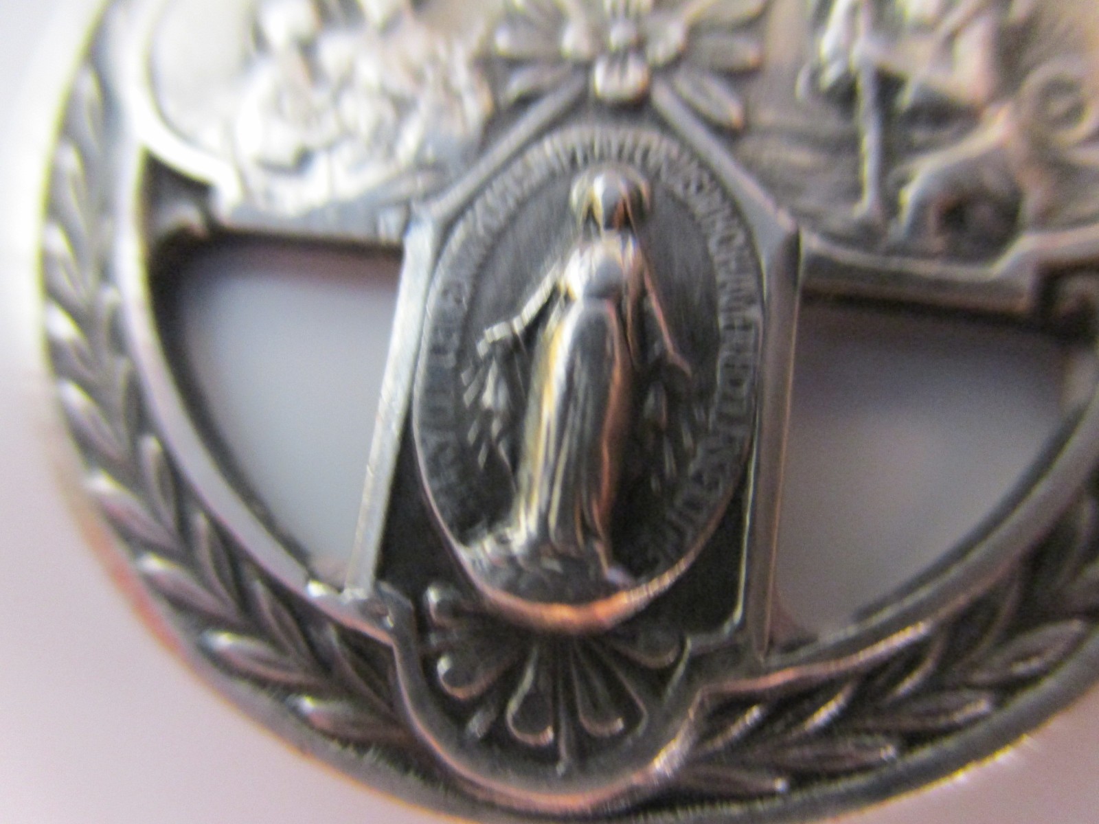 Old Sterling Medal Jesus/Mary/Joseph Pendant I am Catholic Please Call A Priest