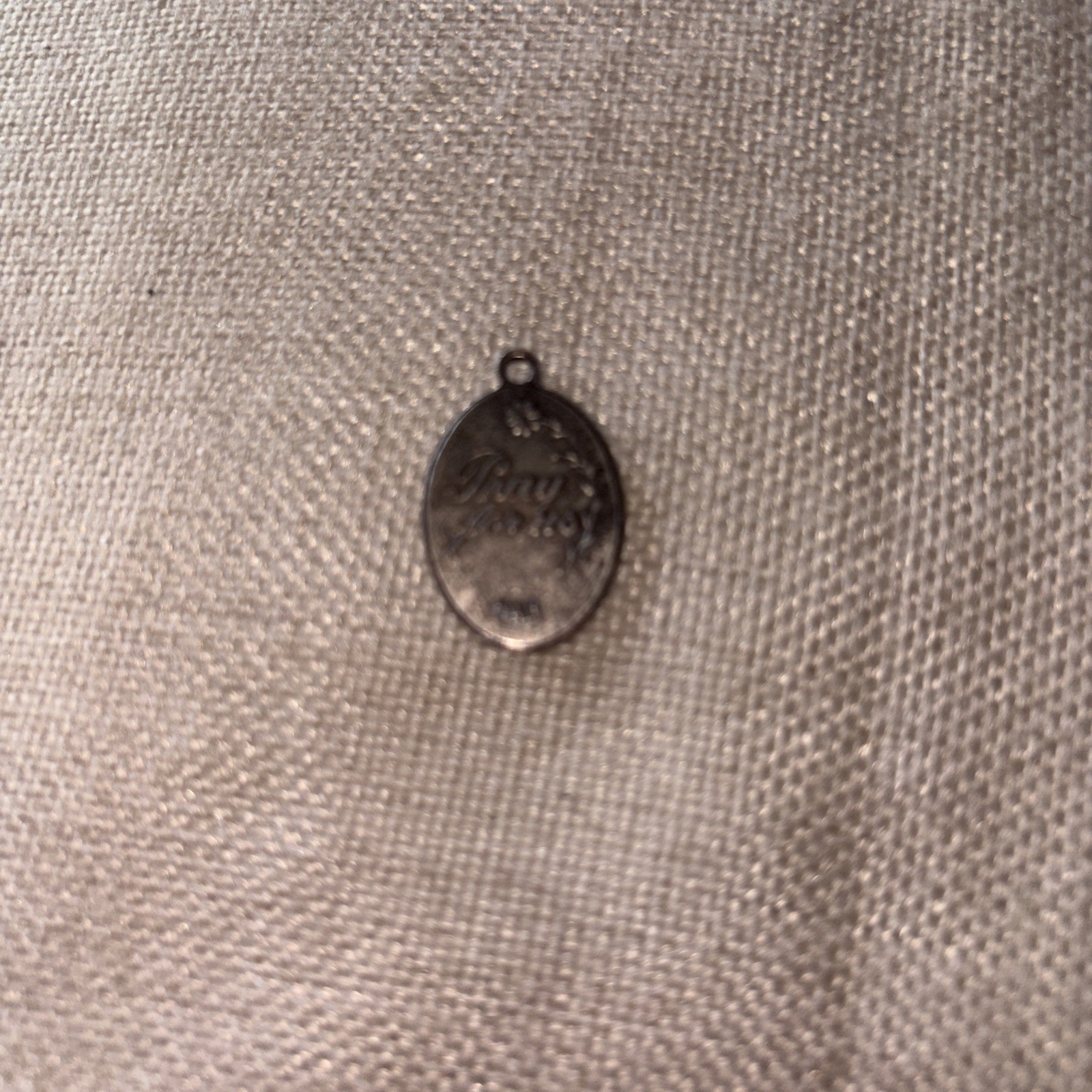 Vintage Saint St Jude Pray for Us Medal Pendant Charm Oval Silver Tone Italy