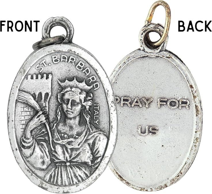 Needzo St. Barbara Medals, 0.75″ Silver Pendants for Rosaries & Crafts (5 Pack)