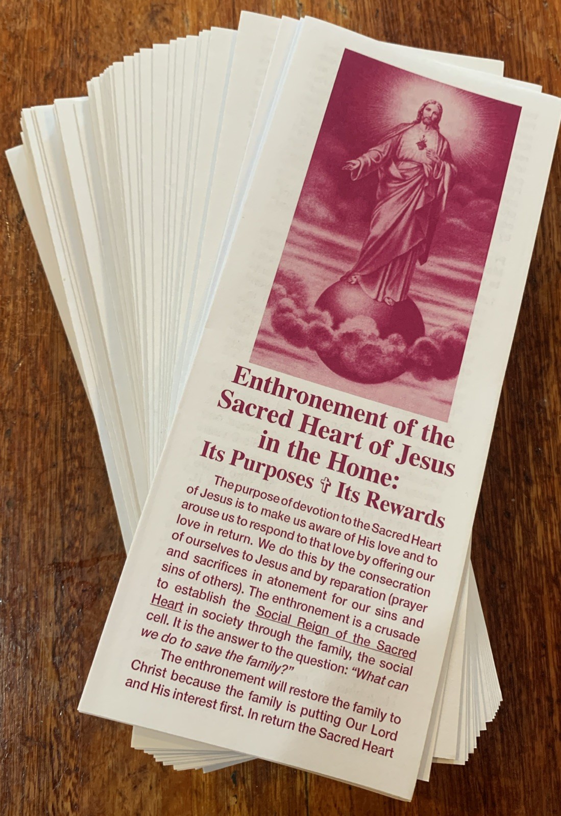 Lot Of 100 Catholic Brochures Enthronement Sacred Heart Jesus In The Home