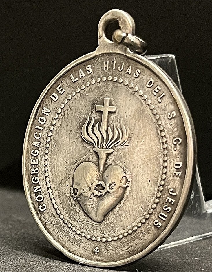 Spain 1900´ antique Daughters of Sacred Heart of Jesus silver catholic medal