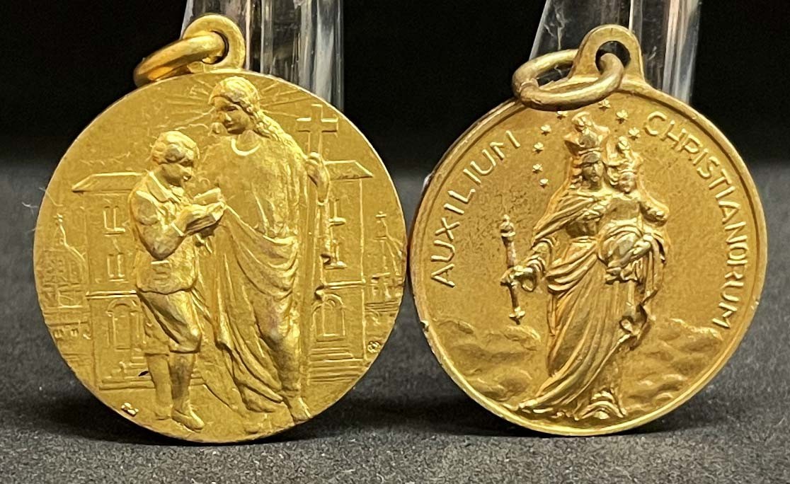 Italy lot x2 vintage Mary Help of Christians, Award Religion, Jesus & child