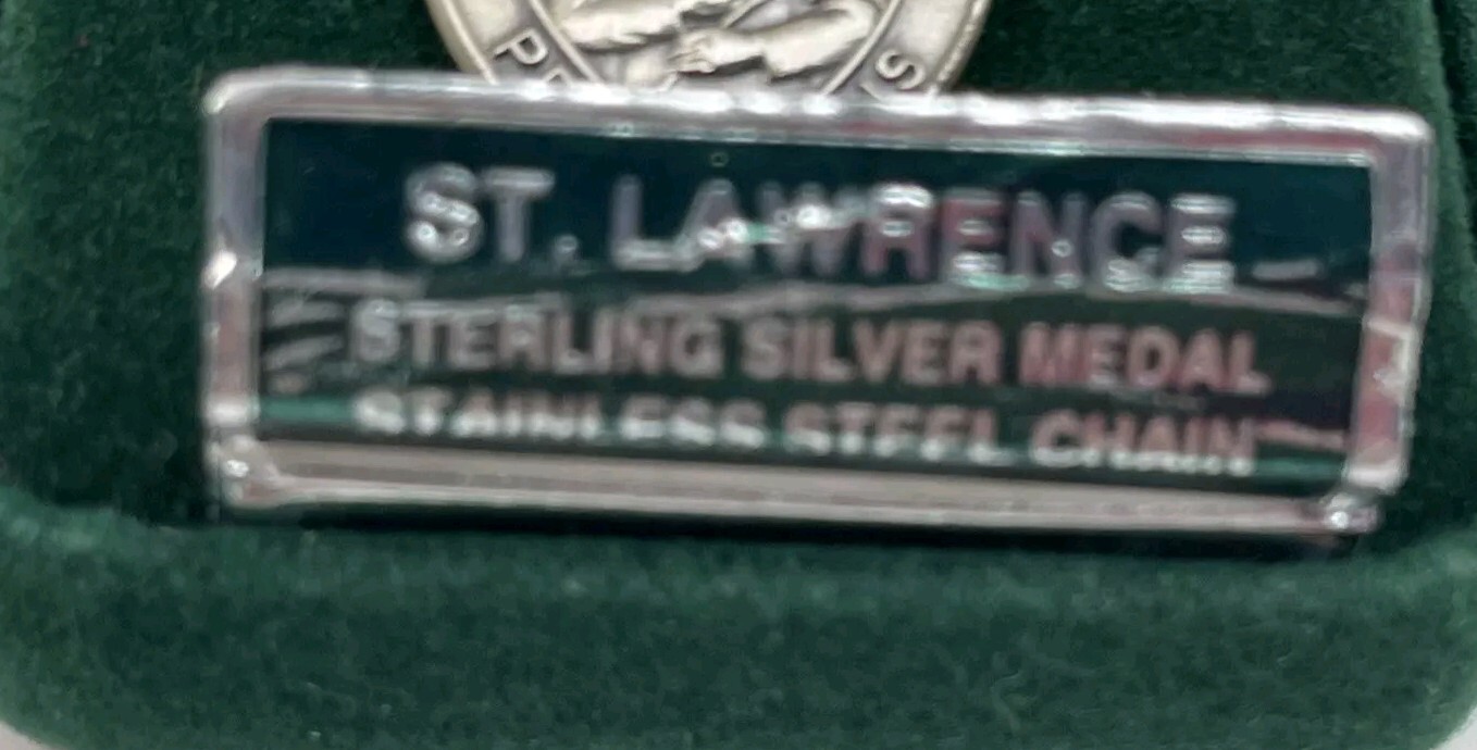 Saint Lawrence Sterling Silver Pendant Stainless Steel Chain Pray For Us New
