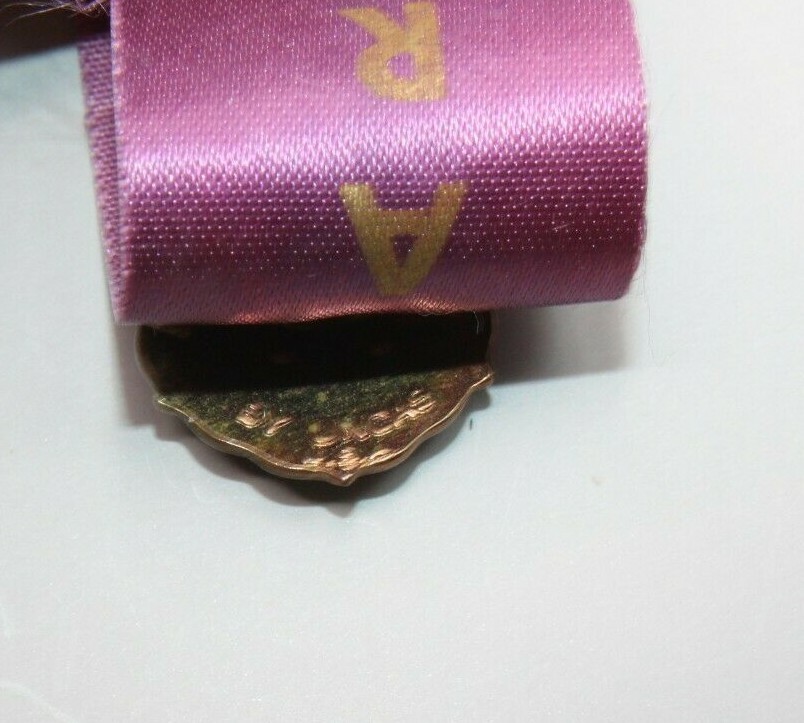 Award Ribbon with an Attached Multi-Colored Enameled Babtist Church Pin