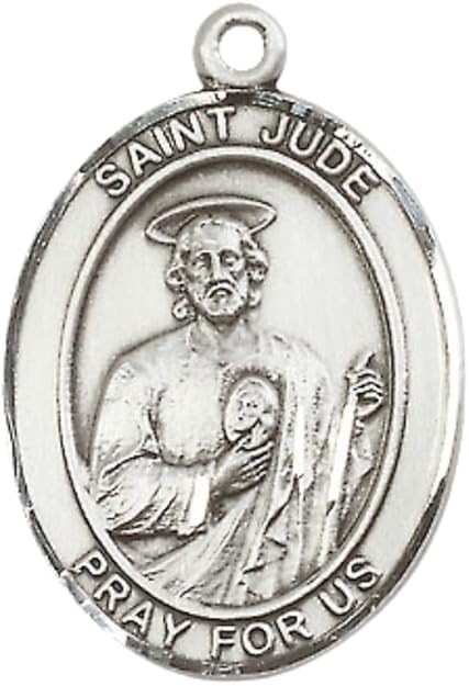 Pewter Saint St Jude Patron Medal Pendant Necklace 30″ Chain Gift Box
