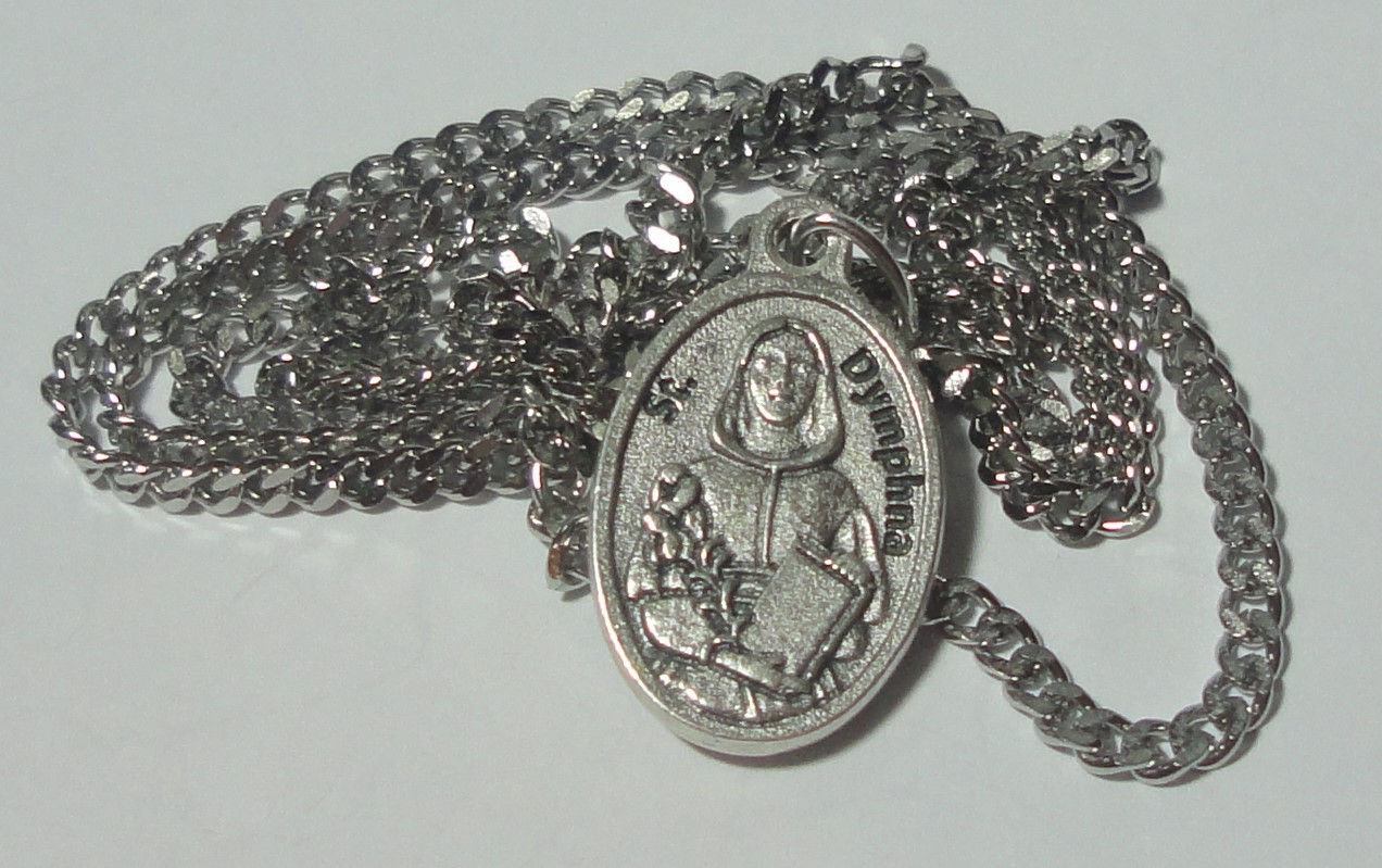 St Dymphna Relic Holy Medal on 24″ Chain Psychiatrists & Mental & Nerve Diseases