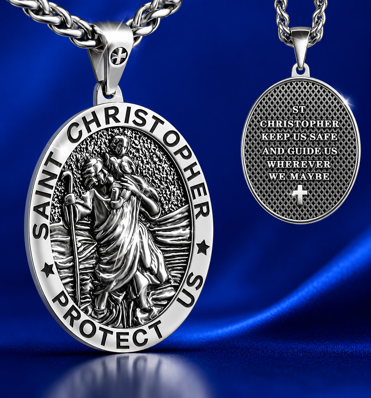 Saint Christopher Necklace St Christopher Medal Bless Safety Religious Pendant G