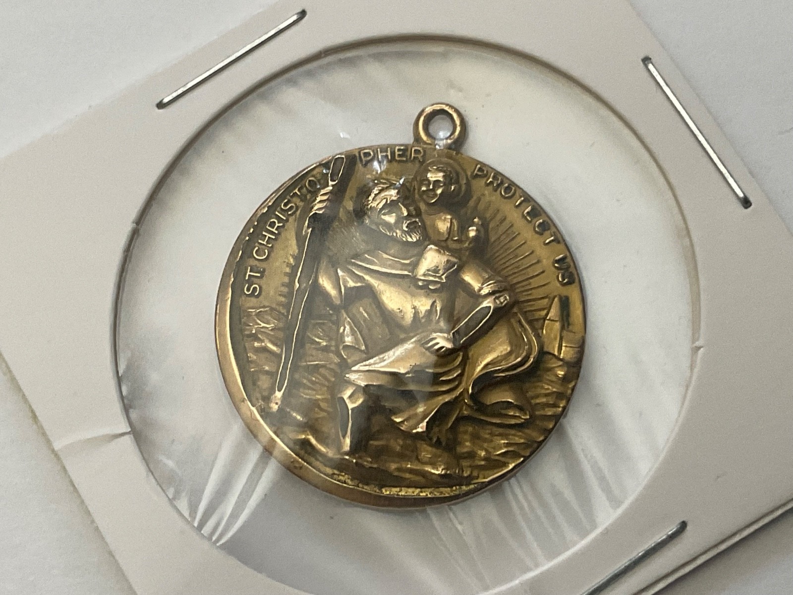 1/20 12K Gold Filled St Christopher Medal Pendant Religious Charm High Relief 3D