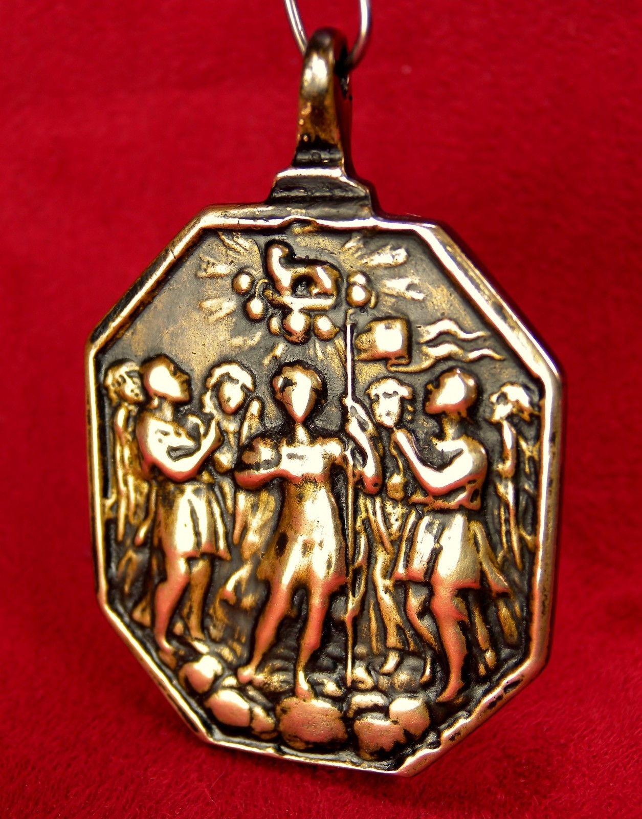 RARE SPANISH COLONIAL 7 ARCHANGELS & CATHOLIC HOLY TRINITY ANTIQUE BRONZE MEDAL