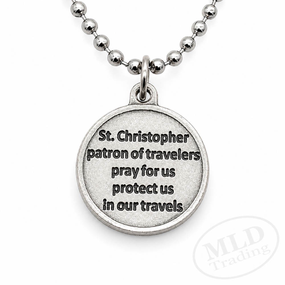 Saint St Christopher Medal Prayer Pendant Necklace Made in Italy 24″ Chain