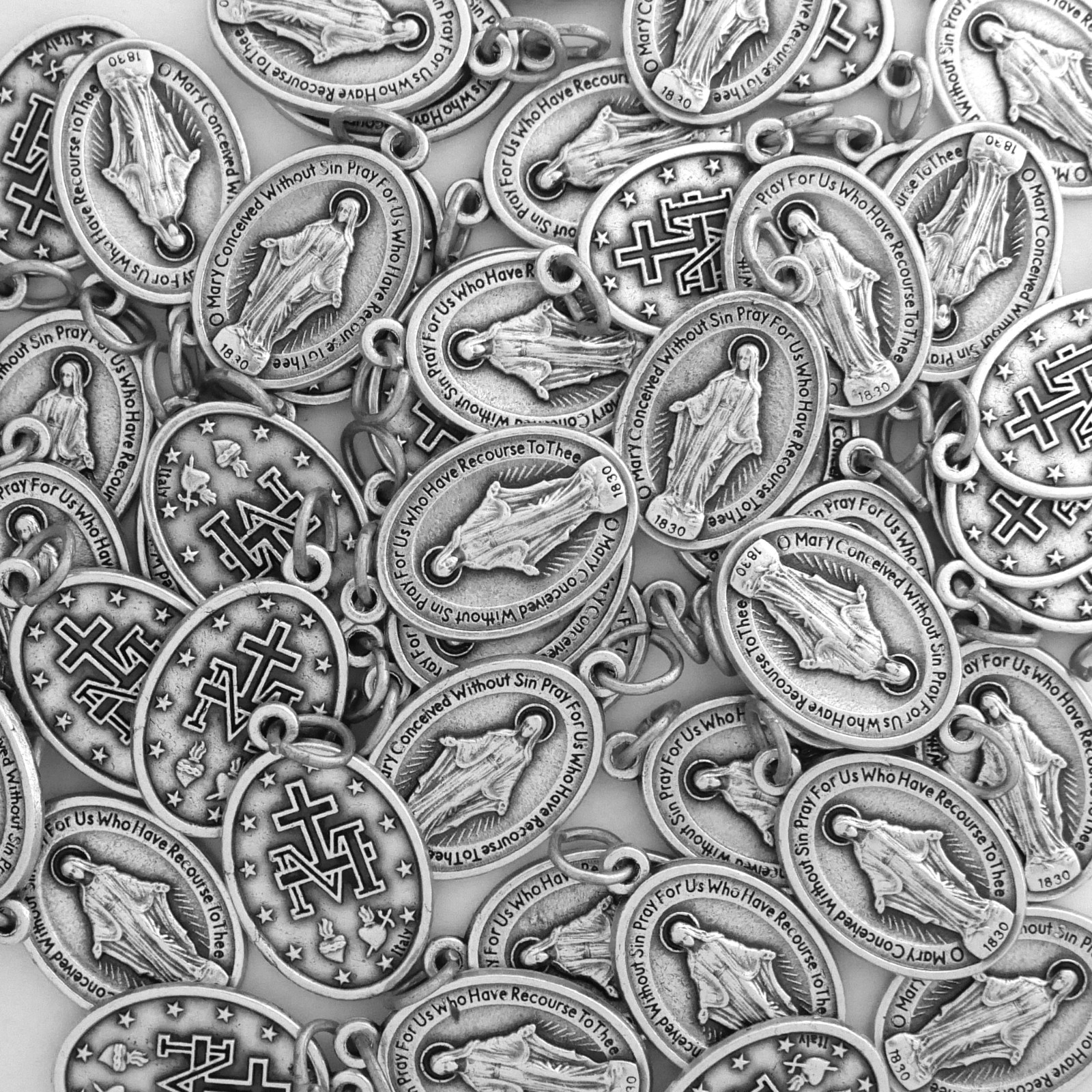 Bulk Miraculous Medals Pack – 100 qty – SILVER PLATED – Italian Made – 1 Inch