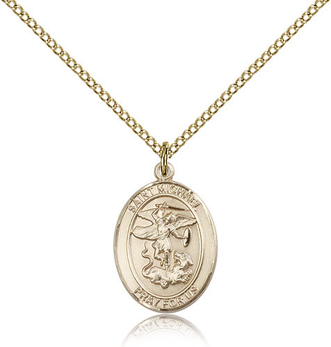 Saint Michael The Archangel Medal For Women – Gold Filled Necklace On 18 Cha…