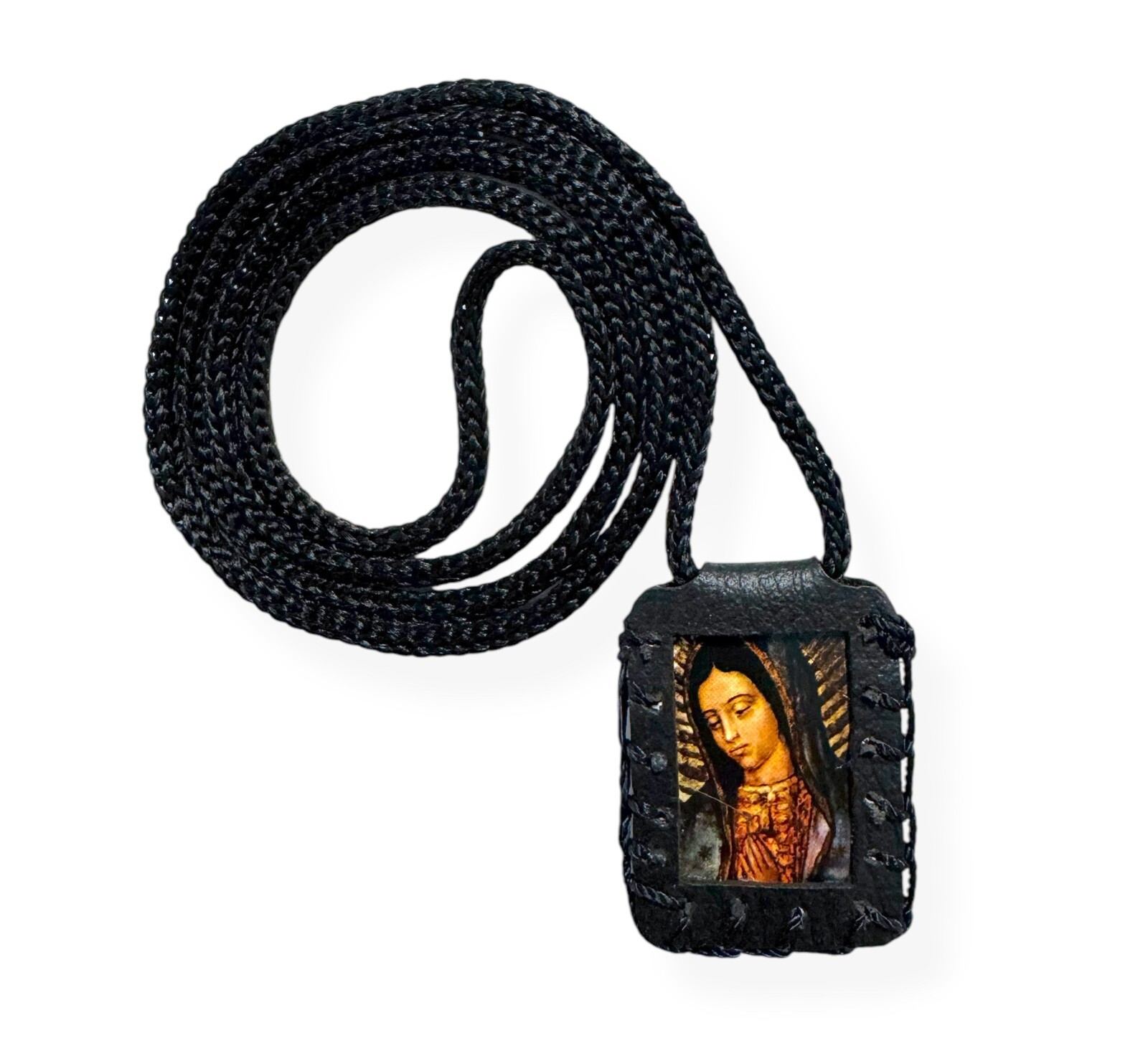 Our Lady of Guadalupe Black Scapular Necklace Collar Escapulario Virgen Gift New