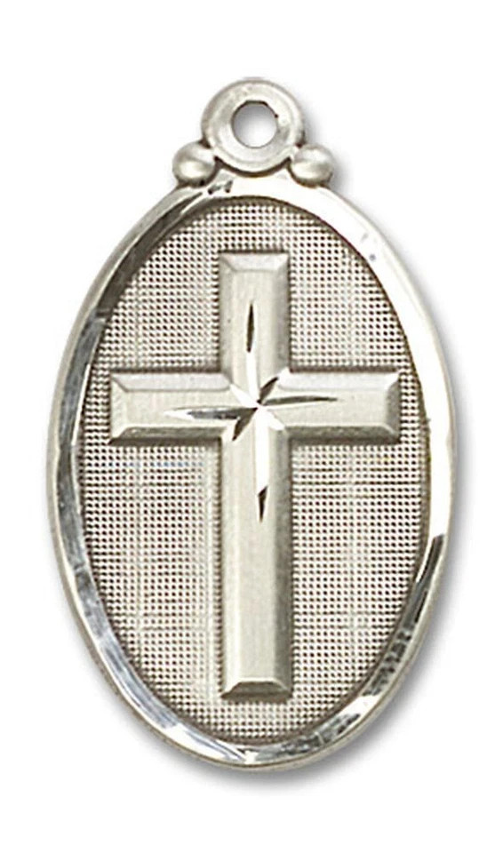 Sterling Silver Christian Cross National Guard Pendant Medal Necklace 18″ Chain