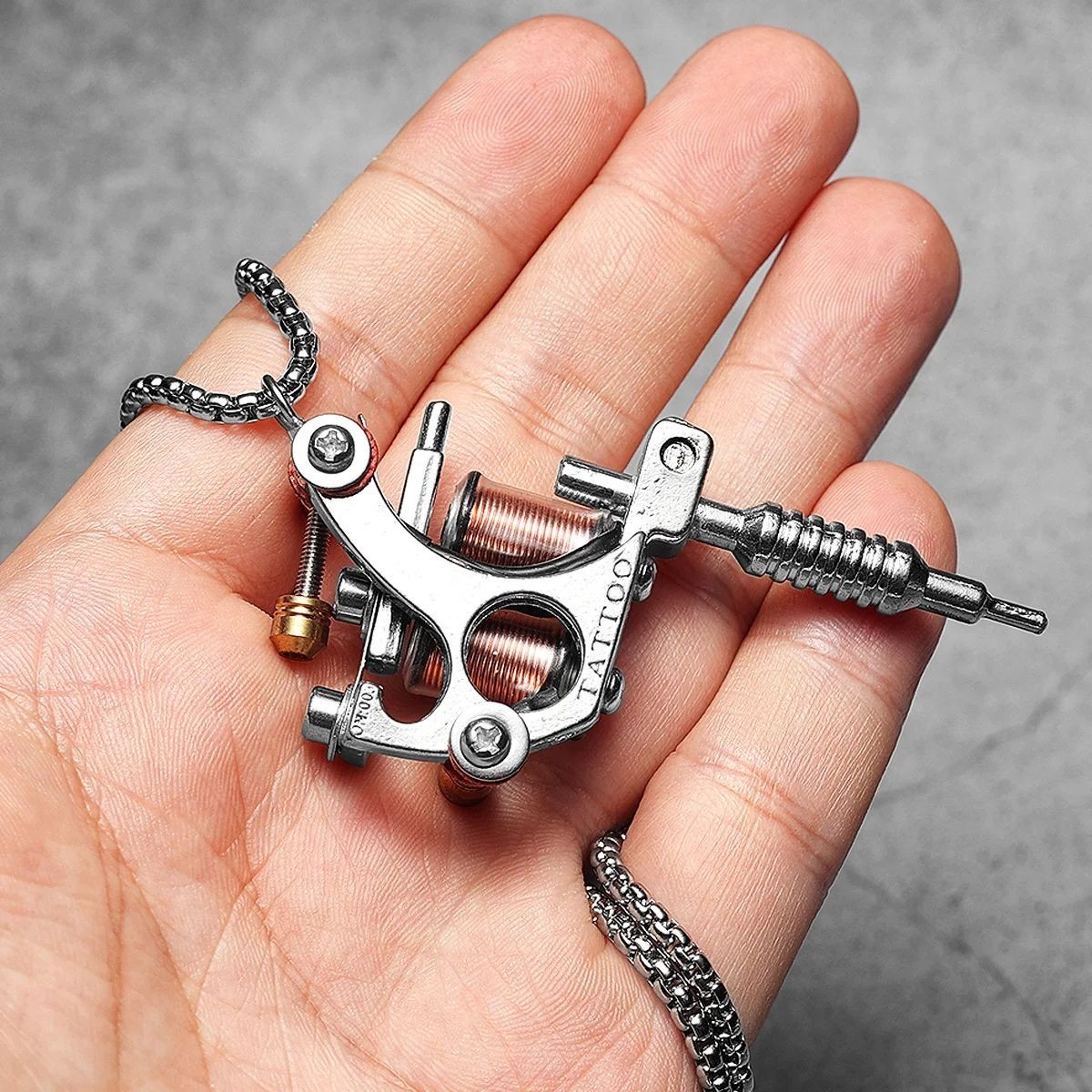 Men Charm Tattoo Machine Stainless Steel Jewelry Necklaces With Pendant For Male