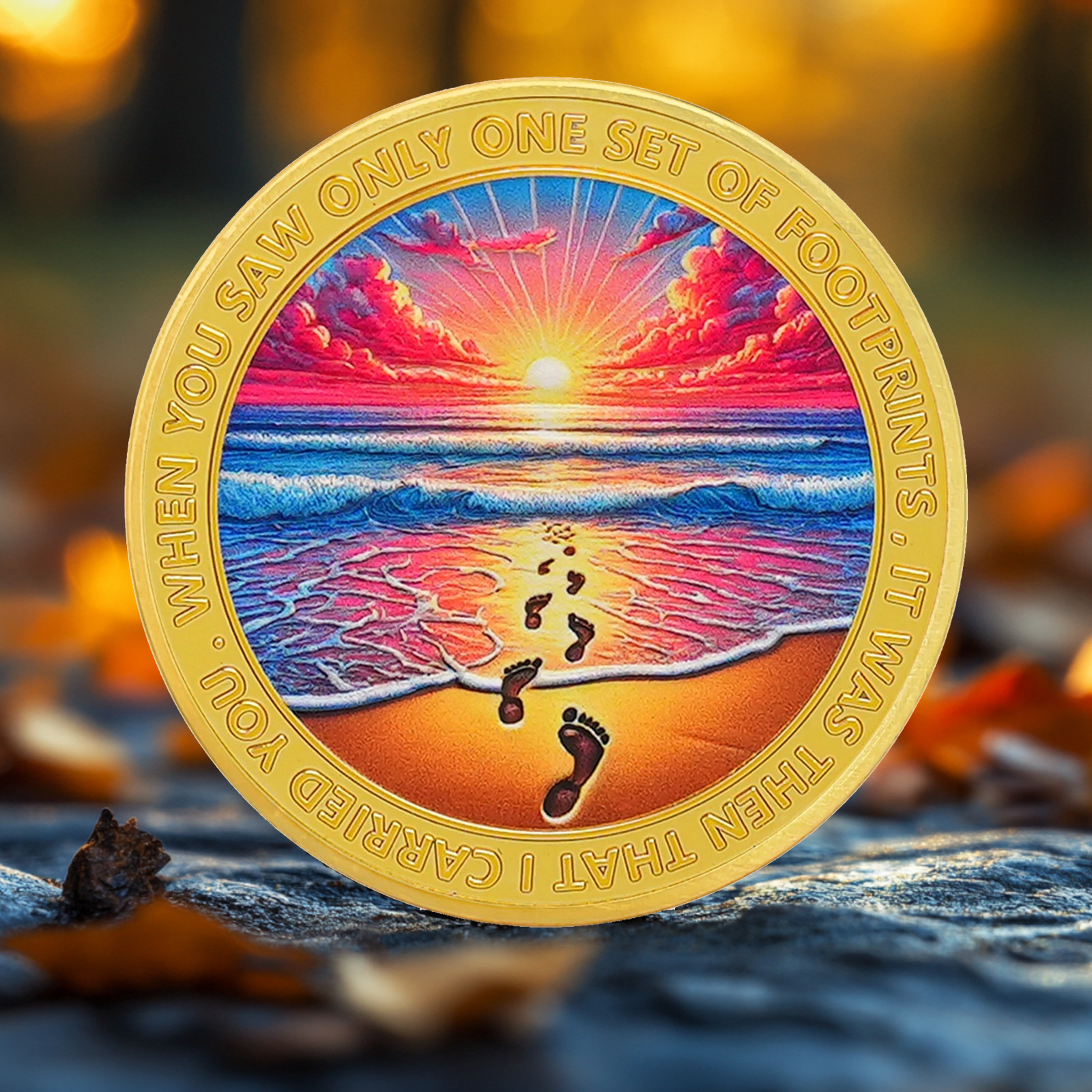 Footprints in the Sand Coins 5Pack – Christian Bible Verse Challenge Coin Medals