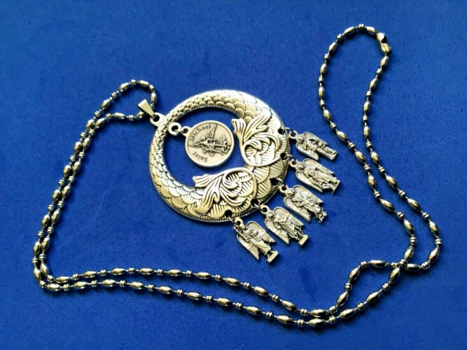 Custom Saint Medal NECKLACE 4 ARCHANGEL St Michael Raphael Gabriel Uriel Prayer