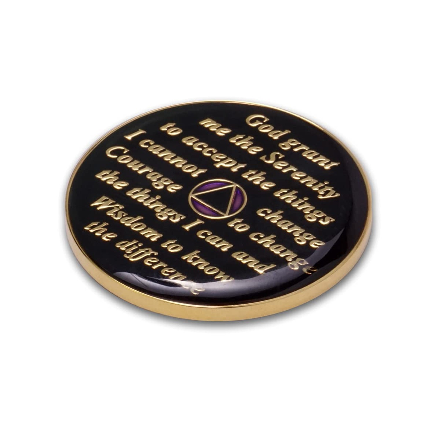 5 Year Sobriety Coin | Triplate AA Chip Recovery Anniversary Token (Purple)