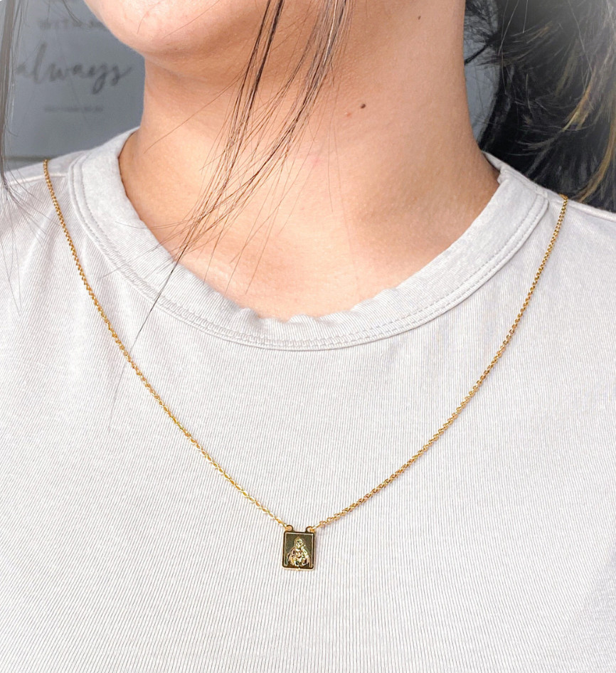 Gold Color Scapular, Escapulario, Confirmation Gift, Religious Necklace