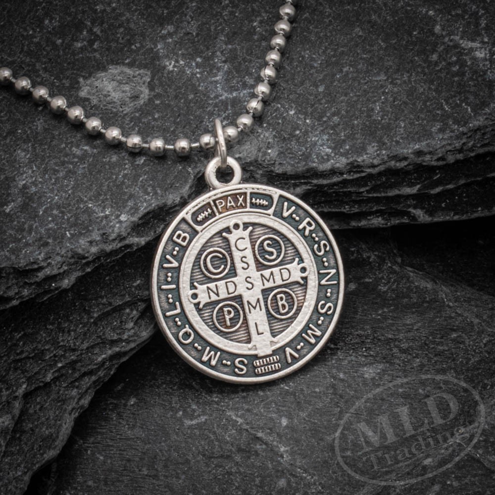 Made in Italy Saint St Benedict Medal Necklace 1″ Catholic Zinc Alloy Pendant