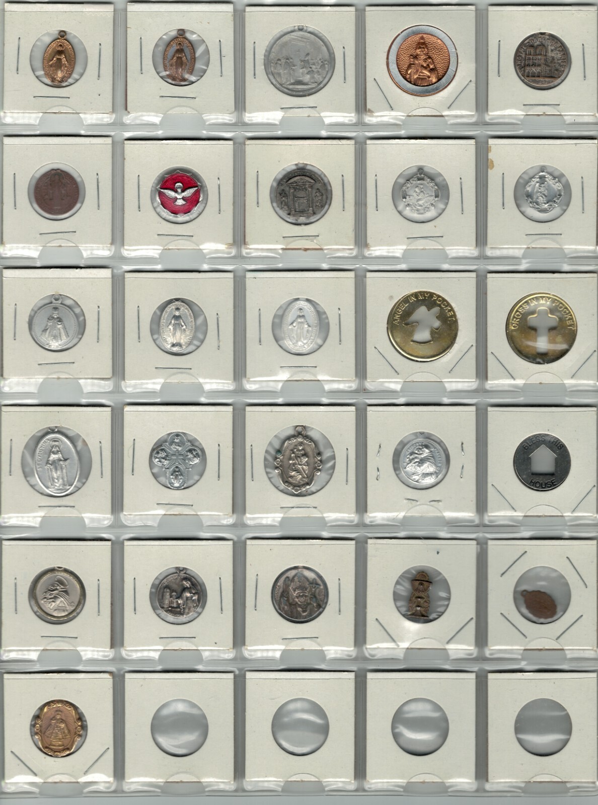 Collection of Catholic Tokens, Souvenirs, Charms, Brooches, ETC 1950s-2000s