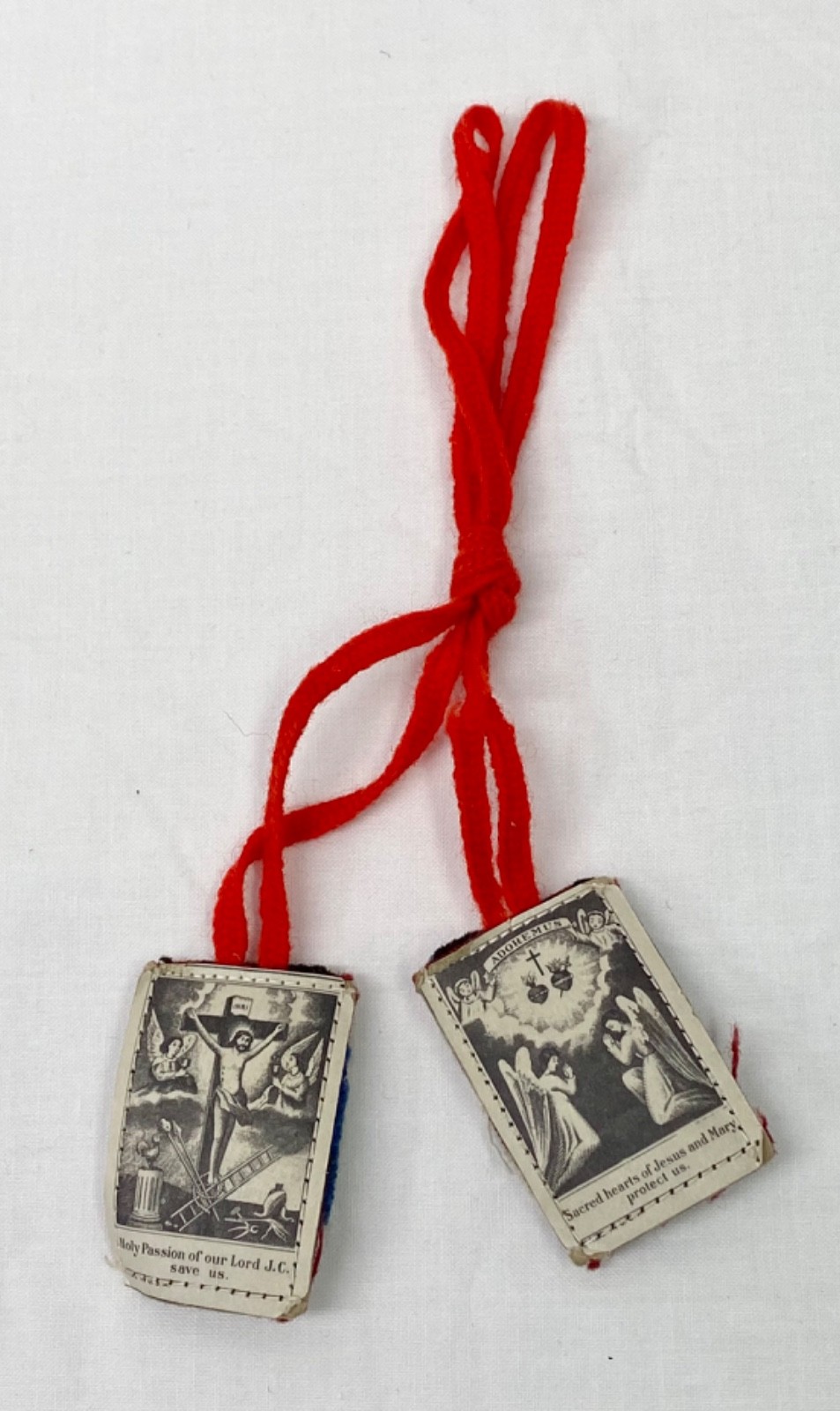 Multi color scapular Holy Passion of Jesus Christ Sacred Hearts Mary save us