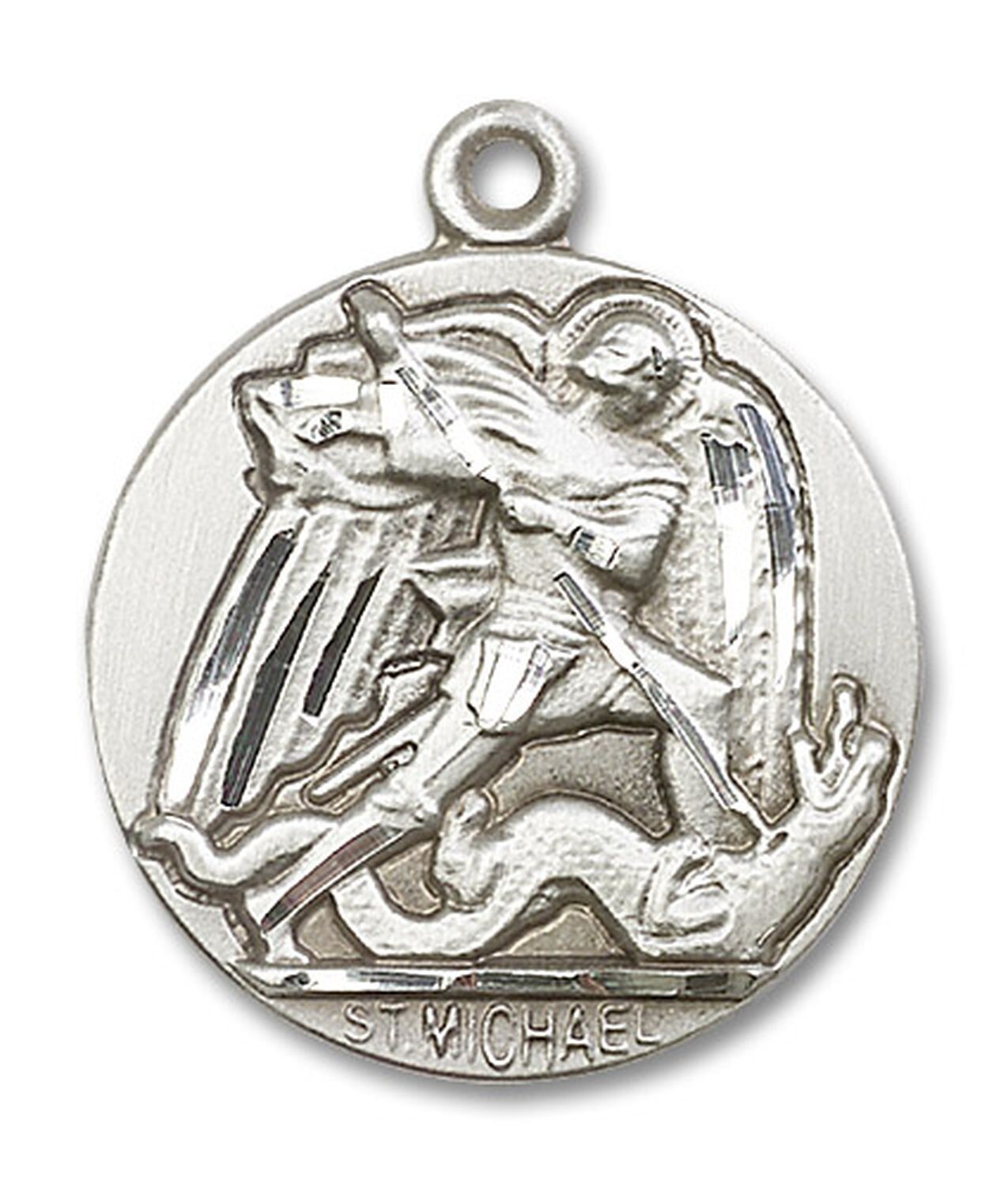 Sterling Silver St Saint Michael The Archangel Medal Pendant Necklace W/ Chain