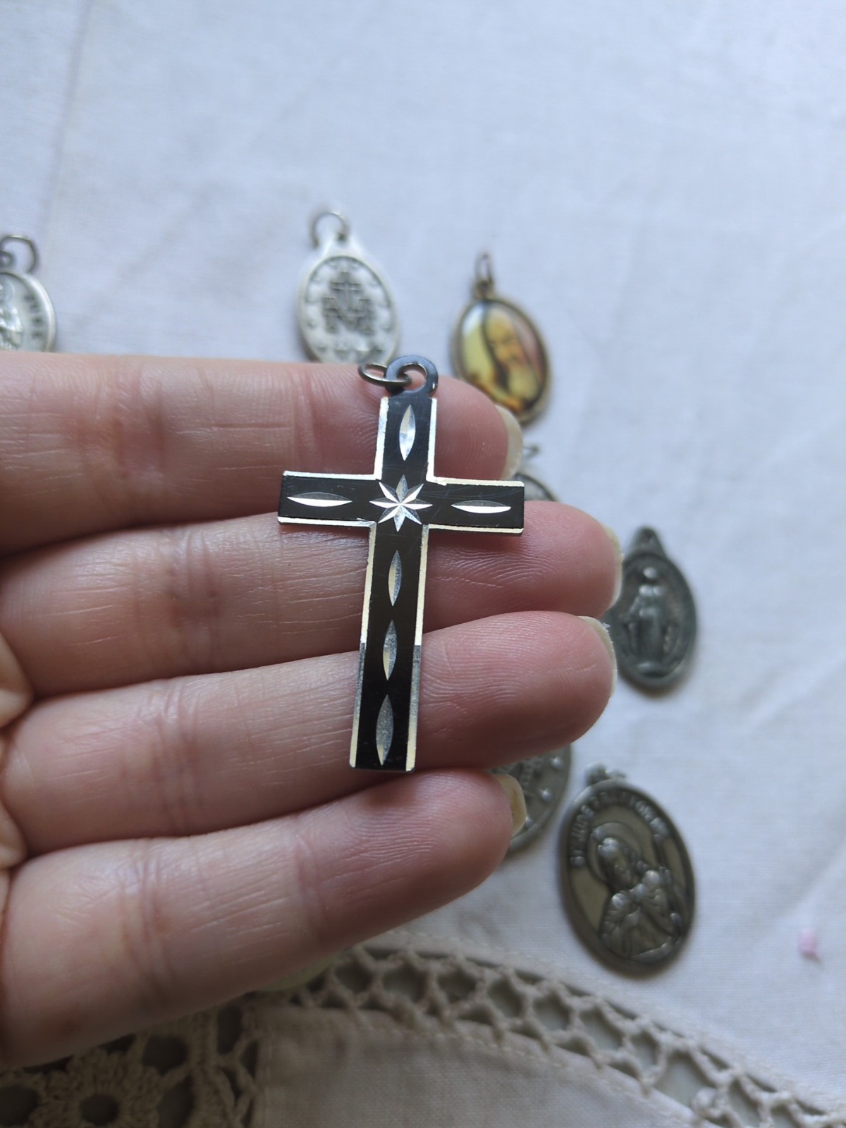 Catholic Saint Medals, Cross, Relic, Lot of 16