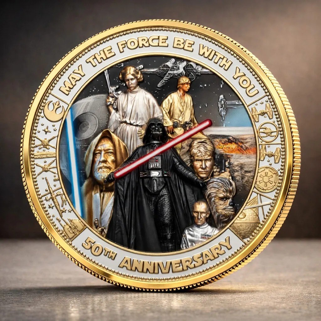 Star Wars 50th Anniversary Challenge Coin Darth Vader Luke Leia Spock Medal Gift