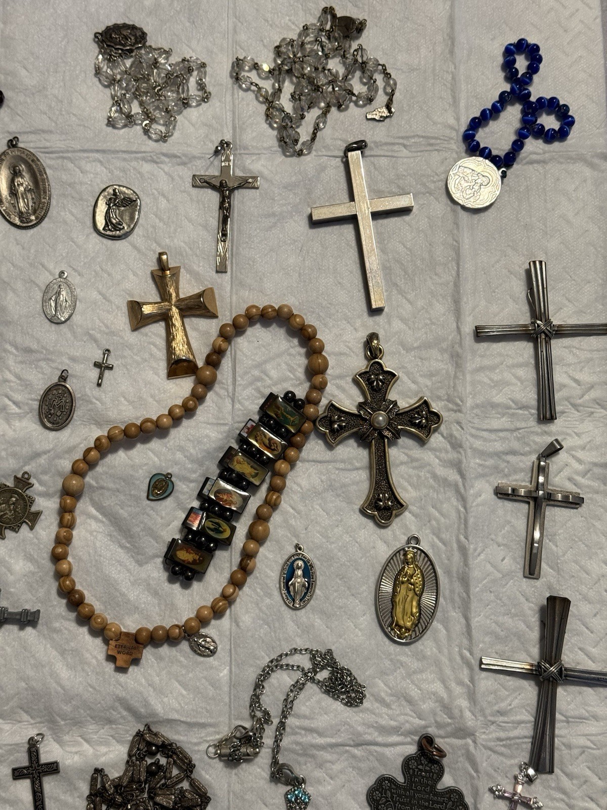 Religious Medals And Rosaries, Some 925 Silver.