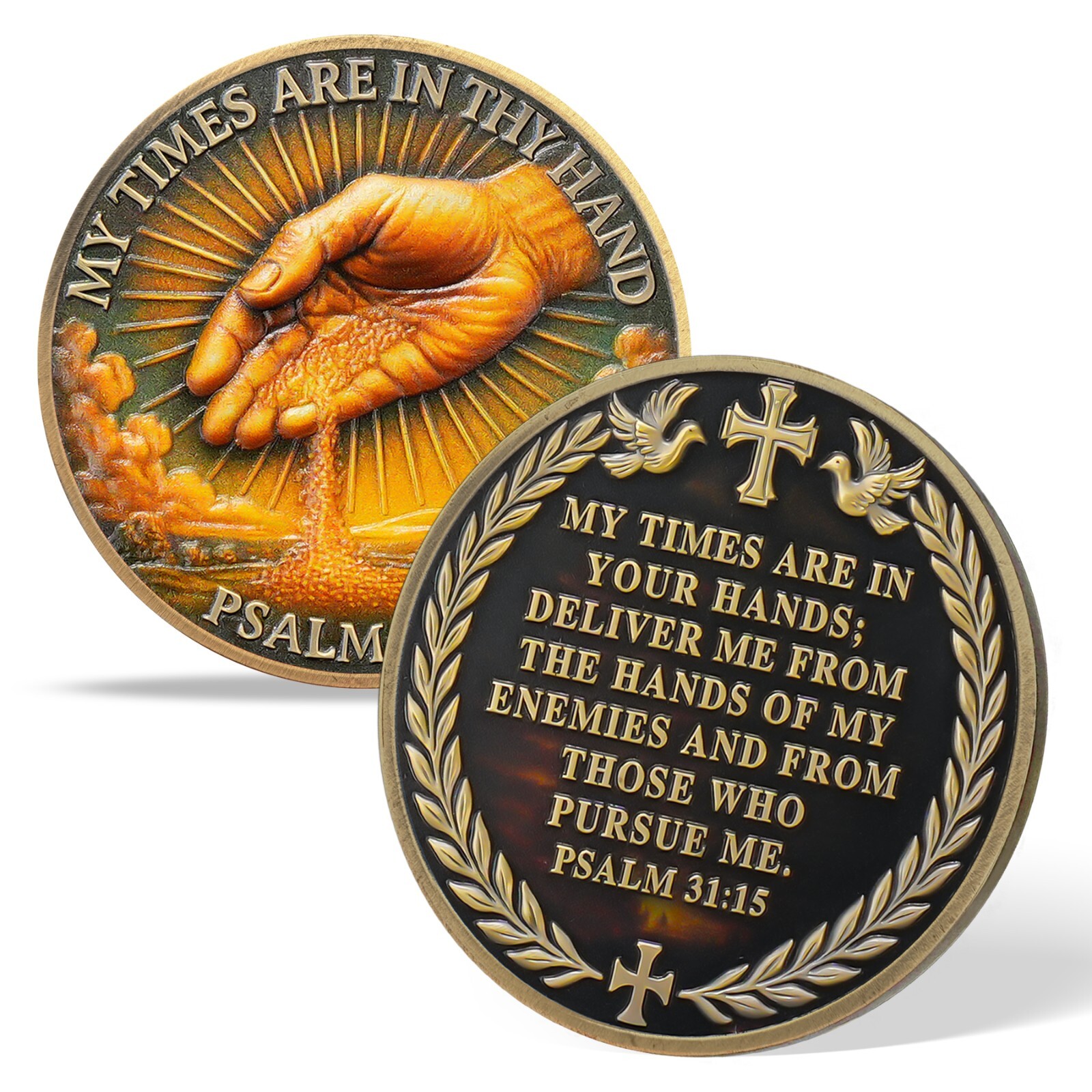 6pcs God’s Guidance Christian Faith Coin Psalm 31:15 Verse Religious Collectible