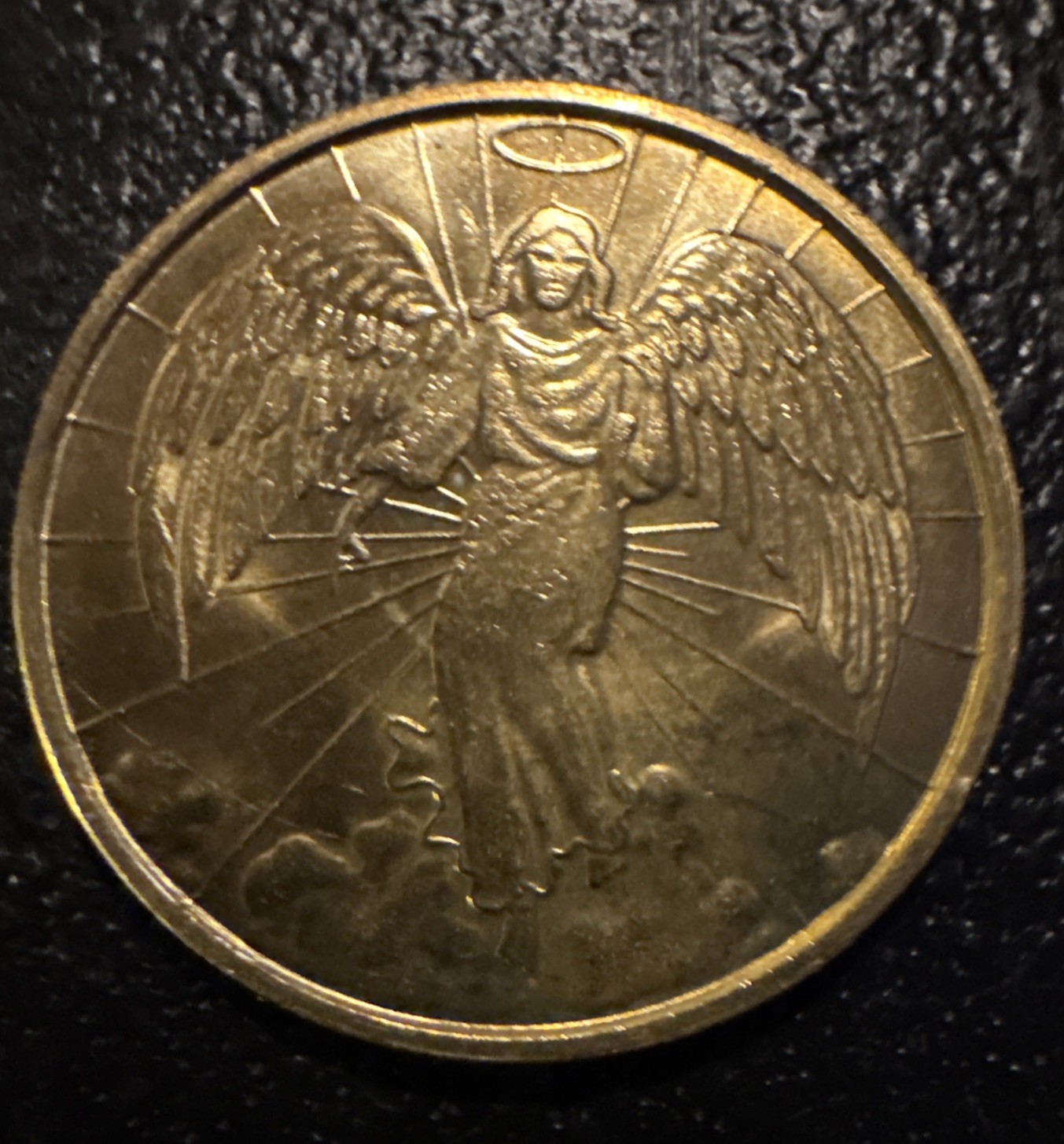 3 Vintage Gold Tone Guardian Angel Religious Prayer Coins Double Sided