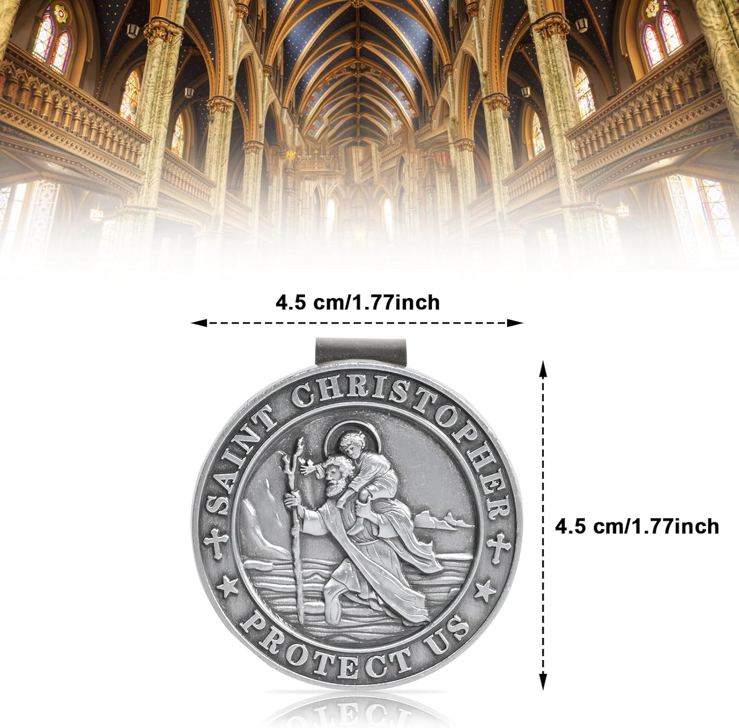 St Christopher Medal for Car, Visor Clips for Cars, Saint Christopher Medal, Gua