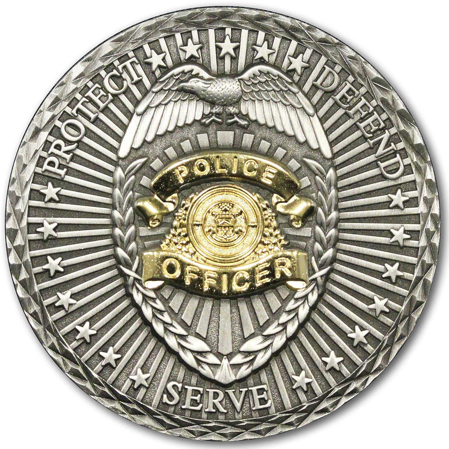 Dedication Police Challenge Coin: Law 2 Count (Pack of 1), Antique Silver