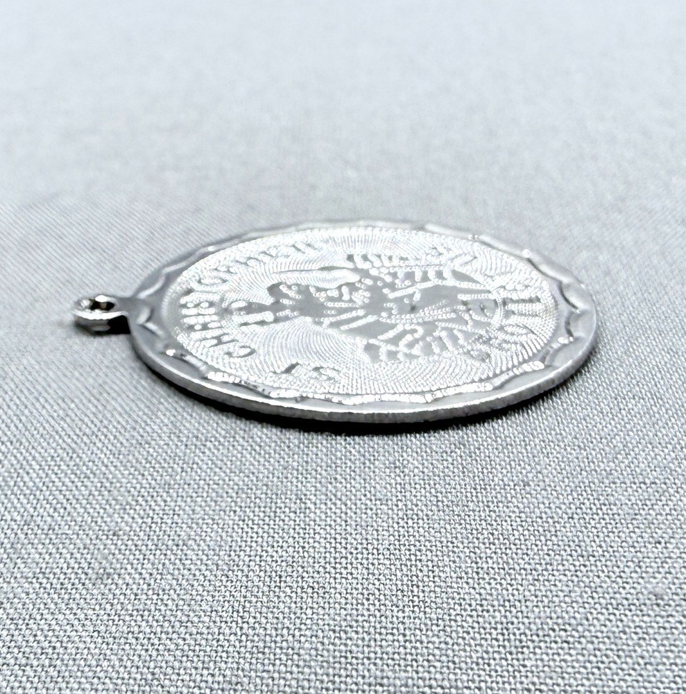 Vintage Sterling Silver St Christopher Medal Pendant Disc 1″