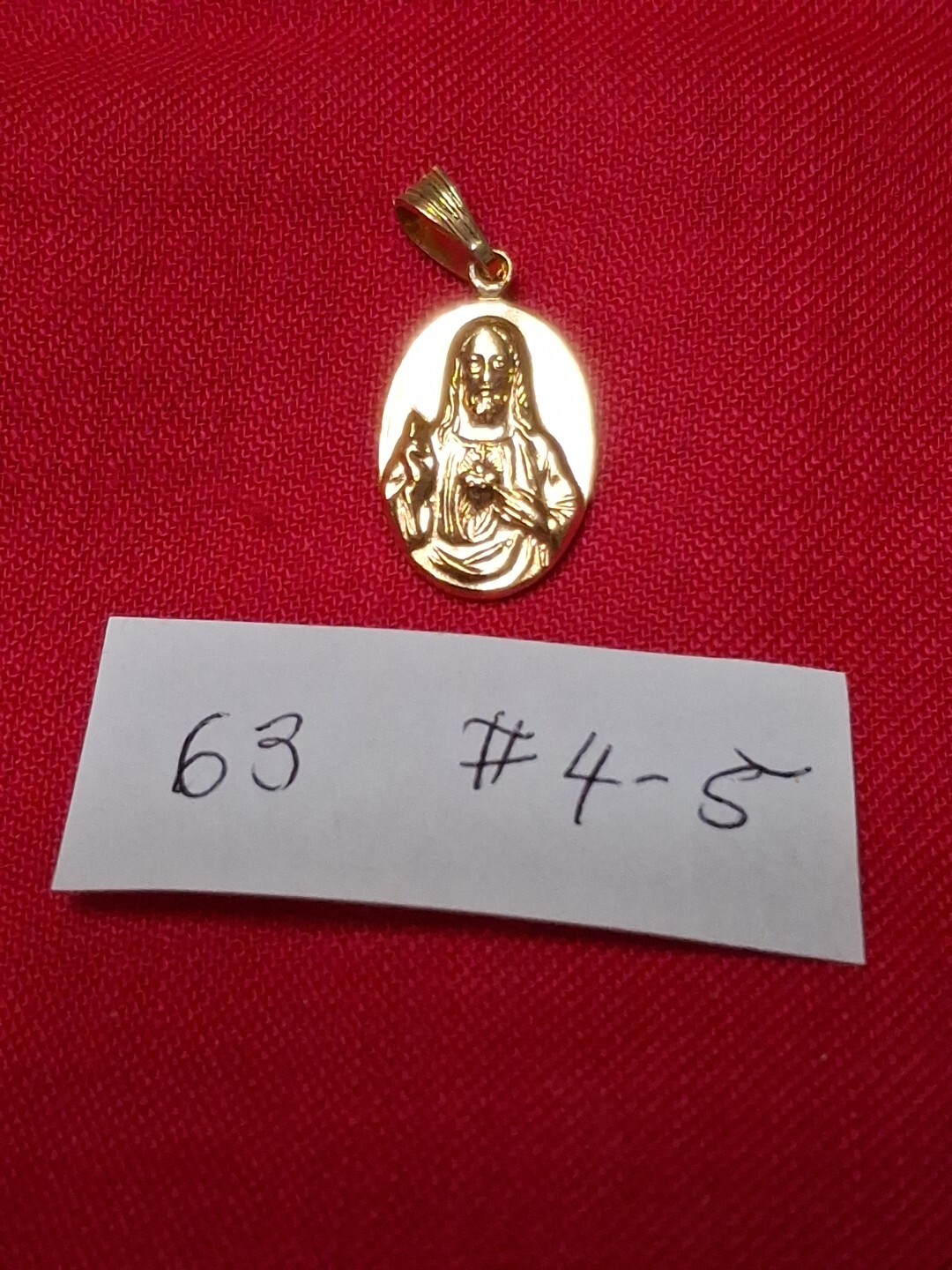 Vintage Sacred Heart Of Jesus Medal Pendant W. Germany Eloxal Aluminum 1950s New