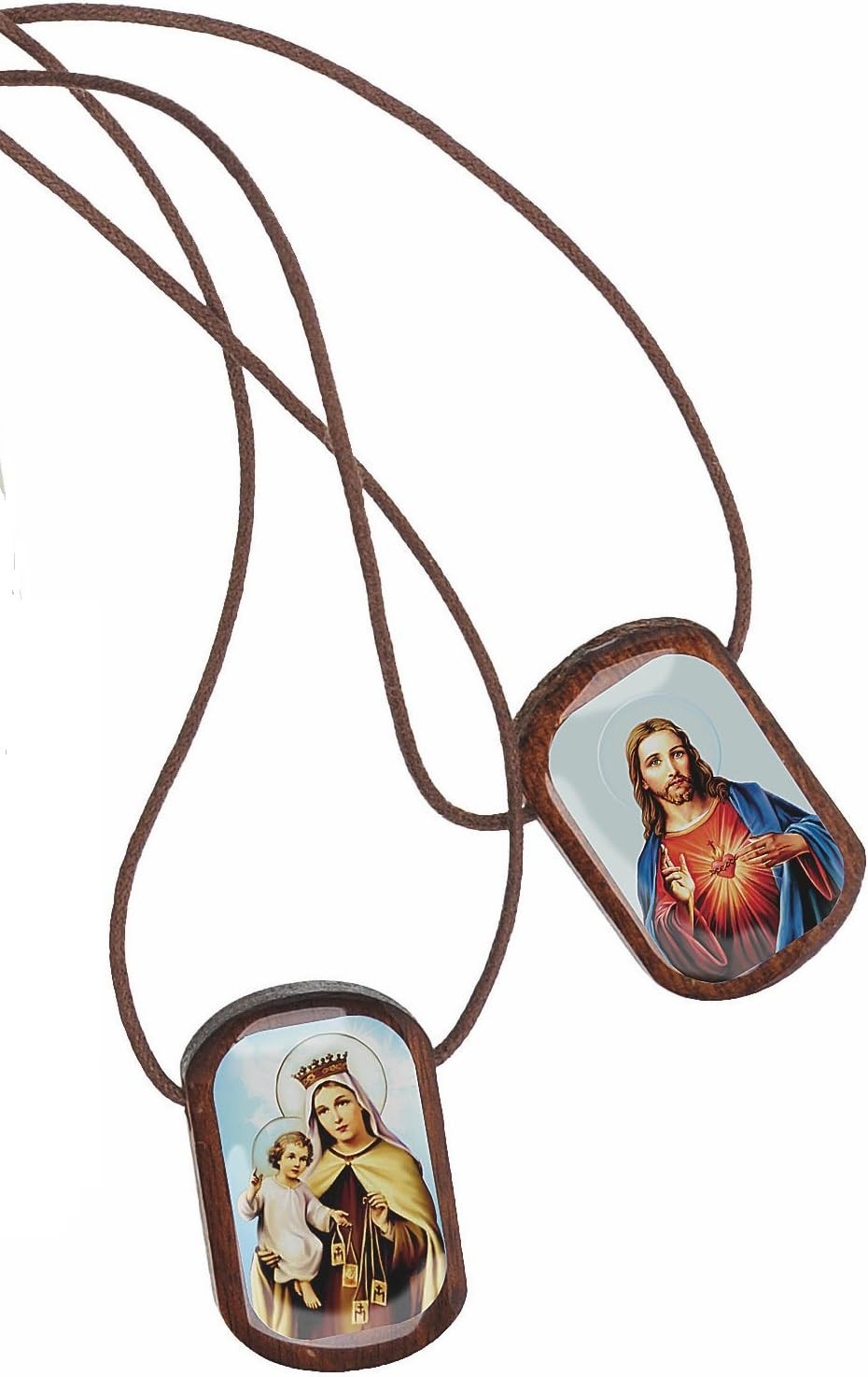 Beautiful Blessed Wooden Scapular Necklace for First Communion & Spirituality