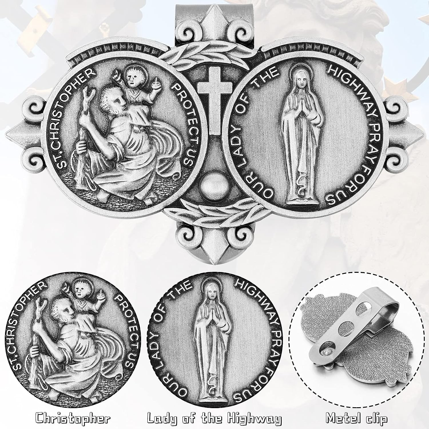 2 Pieces St Christopher Medal for Car, Our Lady of The Highway for Car Round …