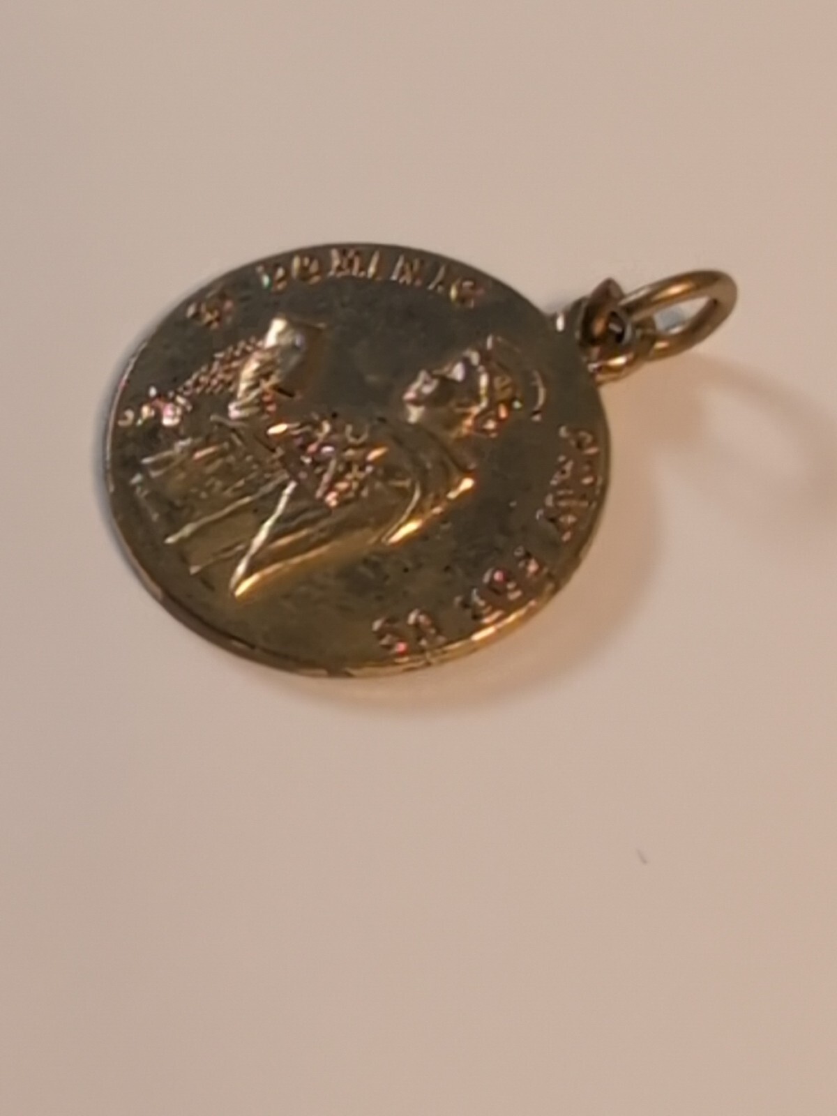 St. Dominic Queen of the Most Holy Rosary Medal Pendant Pray For Us Gold Tone