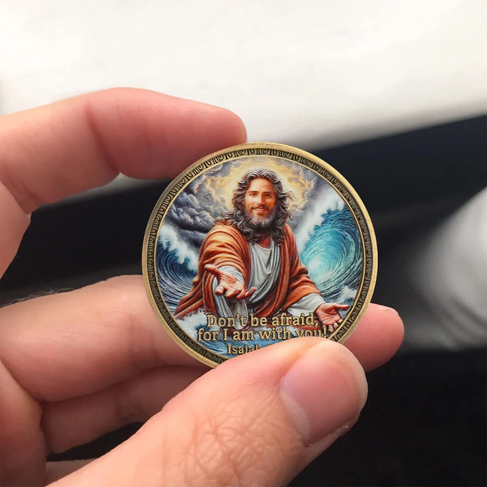 5pcs Jesus Christian Coin Isaiah 41:10 Verse: Don’t Be Afraid, For I Am With You
