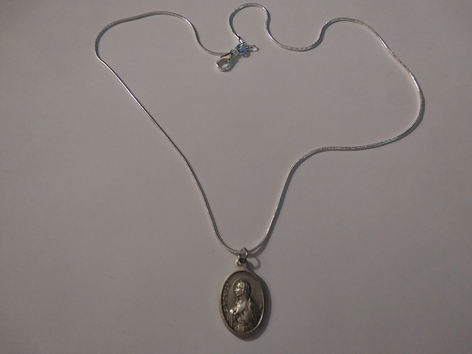 St Monica Pray for Us medal pendant necklace 925 sterling silver chain 20″ +CARD