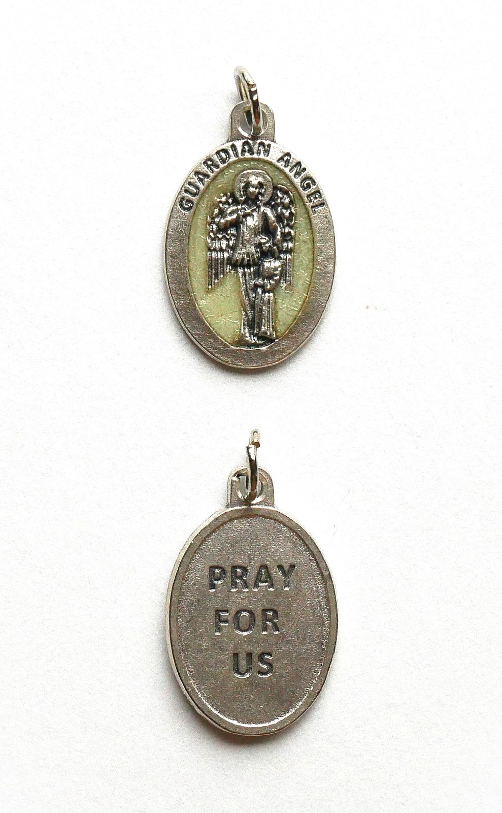 Guardian Angel Glow in The Dark Silver Tone Medal 7/8″ x 5/8″ (Italy)
