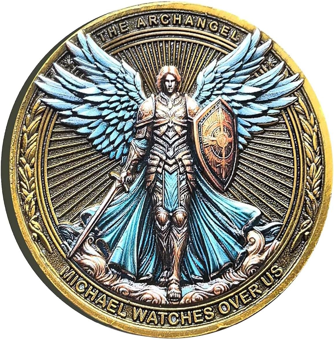 Archangel Michael Challenge Coin with Psalm 91:10-11 – Inspirational Religious C