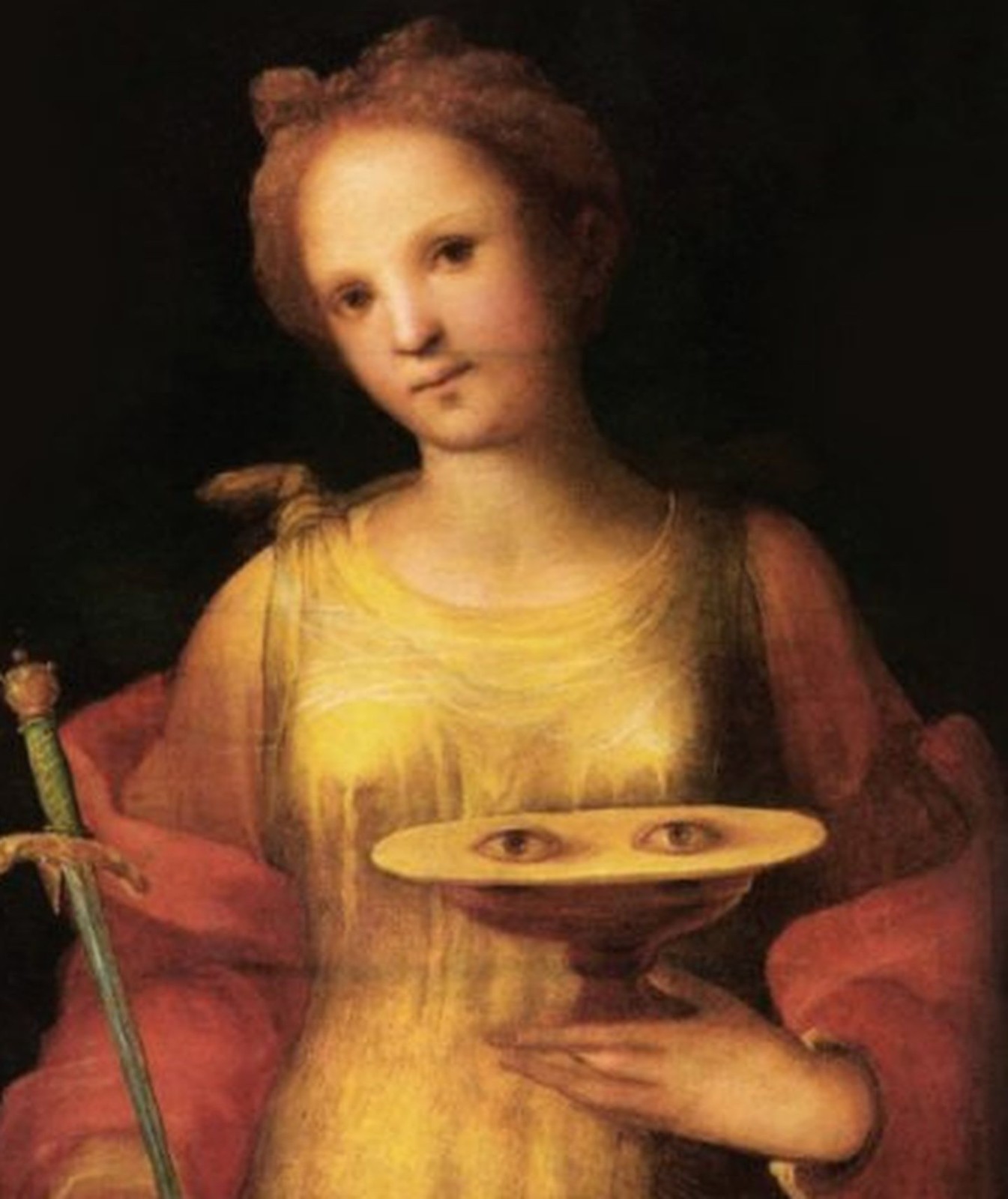 St Lucy Medal Italy Pendant Necklace 24″ Ball Chain Gift Box & Prayer Card