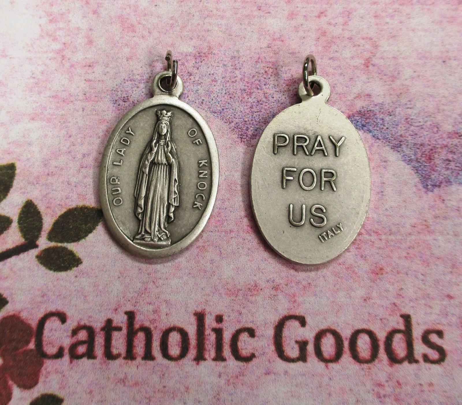 Our Lady of Knock – Pray for Us – Italian Silver Tone OX 1 inch Medal